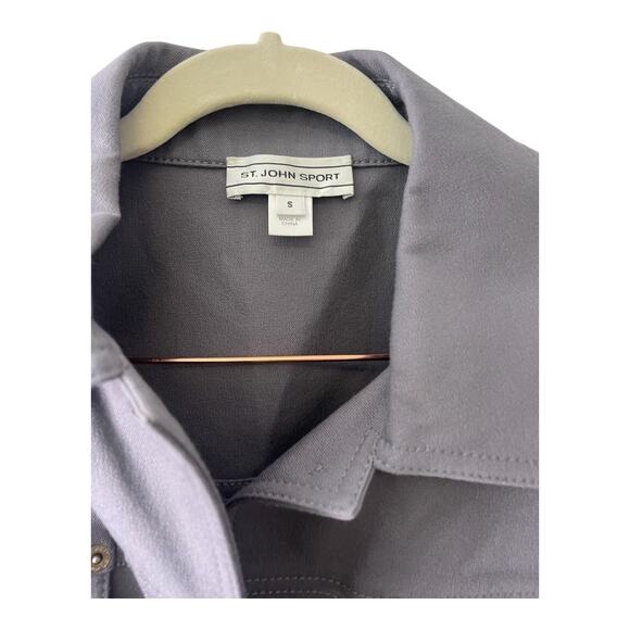 St. John Sport Button Front Jacket Stretch Long Sleeve Collared Gray Size Small - Picture 8 of 13
